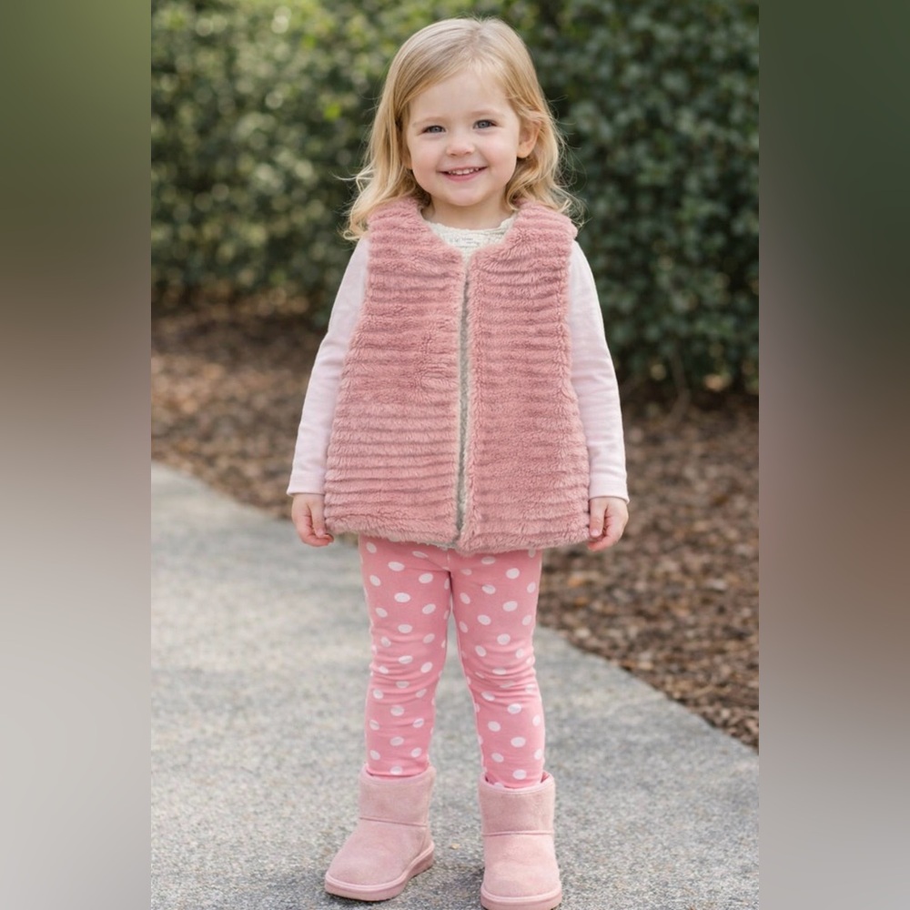 Kid's Vest SYLVAN DESIGN BY 9 Pink Fuzzy Kids Vest Size 4/5**